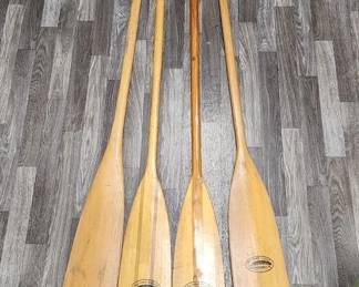 Lot 358h Vintage Feather Brand wood canoe paddles