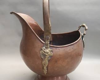 Lot 165 Antique hand hammered copper with brass accents