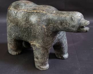 Lot 489 Vintage carved stone bear figurine