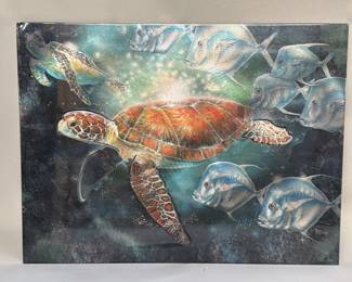 140 Lot 60 Signed Konda Mazzota seaturtle print on steel