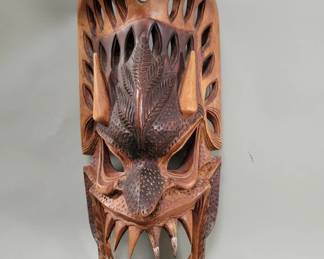 Lot 442 Vintage carved wood wall mask
