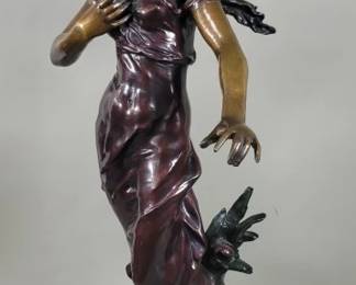 020 Lot 351 Auguste Moreau signed bronze Woman in Wind on marble base