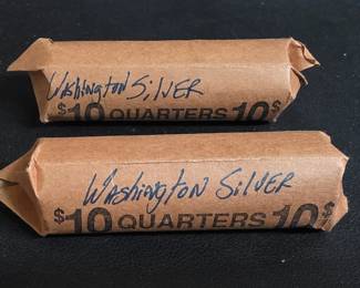 010 Lot 24 80 silver Washington quarters in 2 rolls
