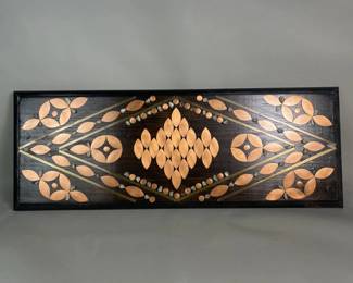 Lot 201 Copper brass and stone ona wood plaque