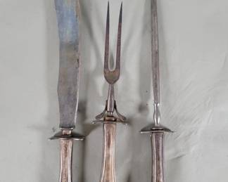 Lot 463 Vintage 3piece sterling silver handle carving set