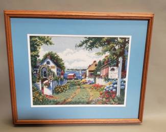 Lot 236 Vintage framed hand stitched needlepoint wall decoration