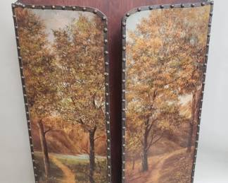 061 Lot 187 Eugene Dunlap signed antique oil on fire screen