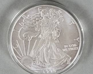 Lot 350 1998 1oz. American Fine Silver Eagle bullion coin