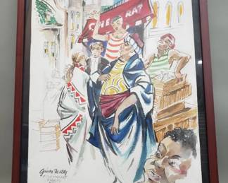 168 Lot 359 Gunter Foster Fish Market Paris watercolor