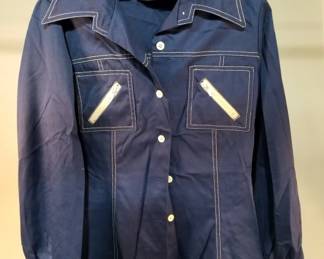 Lot 382 Vintage Patty Woodard of CA navy shirt jacket