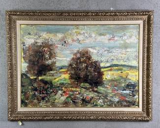 068 Lot 509 Signed impasto landscape oil painting on canvas