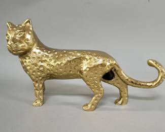 Lot 440 Gold tone aluminum cat figure