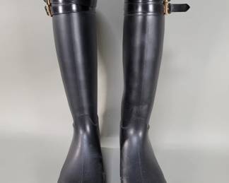 Lot 561 Pair of black Burberry kneehigh rubber rain
