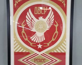 046 Lot 454 Shepard Fairey signed screen print Peace and Freedom Dove