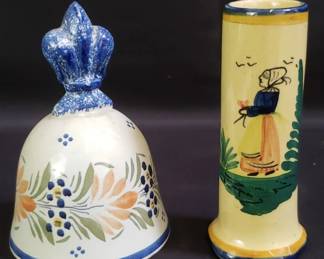 Lot 698 Pair of Quimper pottery bell and vase