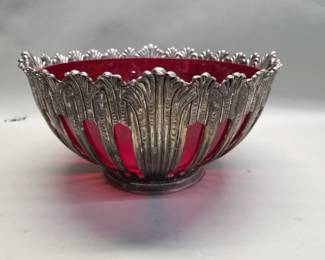 Lot 539 Godinger Silver red glass bowlsilverplate holder