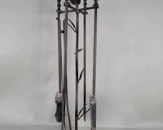 Lot 245 Wrought iron 5 piece fireplace tools