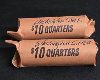 012 Lot 128 80 silver Washington quarters in 2 rolls