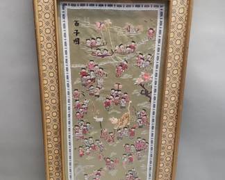 100 Lot 168 Chinese silk embroidery panel One Hundred Children