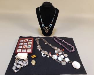 Lot 304 Group of costume jewelry including semiprecious