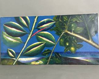103 Lot 182 Martorelli signed oil painting Leaves with Blue Ocean