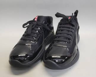 134 Lot 556 Prada Americas Cup patentleather and mesh sneakers