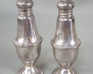 Lot 443 Sterling silver weighted salt and pepper shakers