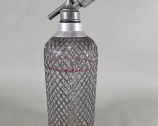 Lot 161 Vintage German glass and wire mesh seltzer bottle