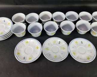 Lot 697 Group of Longchamp ceramic teacups and saucers