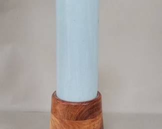 Lot 321 Teak and ceramic cylindrical vase