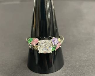 Lot 665h Sterling silver ring with multicolor CZ