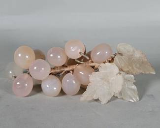 Lot 507 Decorative cluster of carved quartz grapes with carved stone leaves