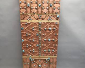 Lot 163 Copper, brass, and turquoise plaque