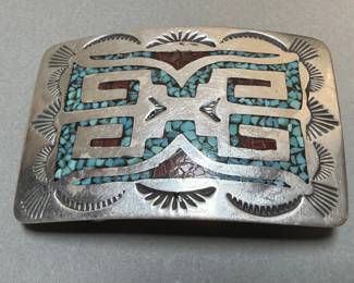 Lot 93 Vintage Native American style sterling silver