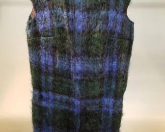 Lot 383 Vintage mohair wool tartan plaid shift dress