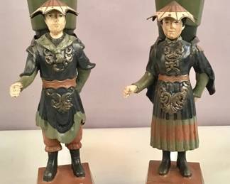 Lot 465 Pair of polychrome metalmounted tole chinoiserie figures