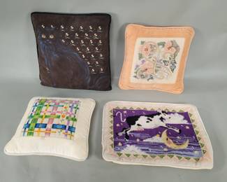 Lot 320 Group of needle work, hand painted decorative