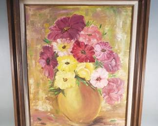 113 Lot 226 Don Campbell signed floral oil painting on panel