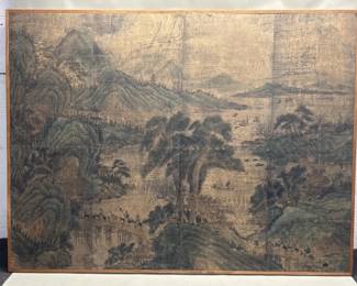 150 Lot 210 Vintage Chinese mixedmedia landscape painting on panel