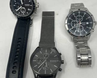 Lot 388 Group of quartz wristwatches Seiko, Fossil and Skagen