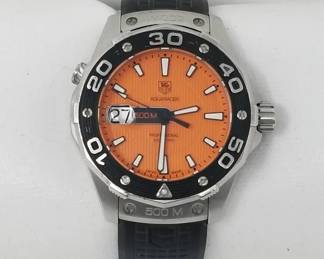 016 Lot 744 Tag Heuer Aquaracer 500M orangedial sport watch