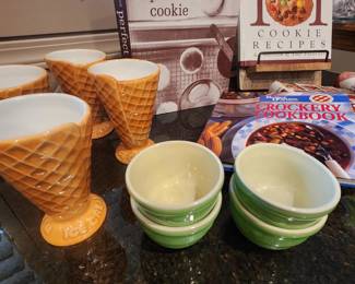 Williams-Sonoma ice cream dishes and Hull custard cups