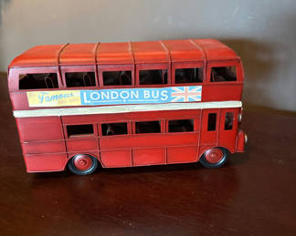 Lot 5: Red tin double-decker London bus toy