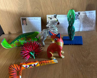 Lot 109: Handcrafted Painted Animal and Cactus Figurines