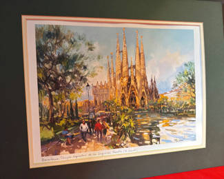 Lot 83: Robert Ricart- Matted Print of La Sagrada Familia in Barcelona