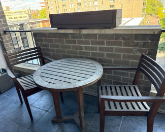 Lot 94: Teak Wooden Outdoor Bistro Table and Two Chairs