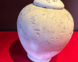 Lot 39: Jaru of California -Round Textured Decorative Vase with Lid