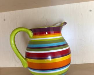 Lot 163: Crate and barrel Striped Ceramic Pitcher