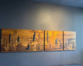 Lot 100: Abstract Wood Panel Wall Art Set