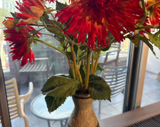 Lot 101: Lapid Israel - Decorative Ceramic Vase with Artificial Red Flowers